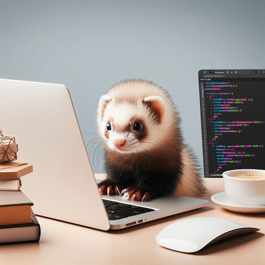 Image d'un furet tenant un écriteau sur lequel est écris Paris Web