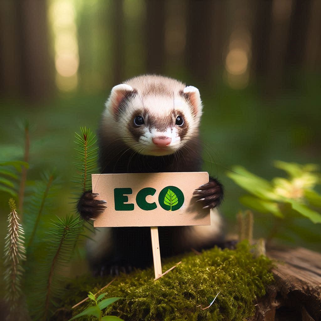 Image d'un furet tenant un écriteau sur lequel est écris Paris Web